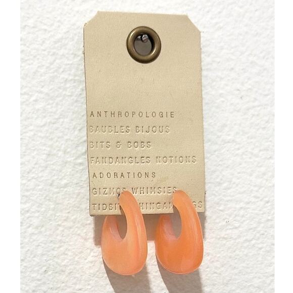 Anthropologie Jewelry - NWT: Anthropologie - Women's Small, Mother of Pearl, Peach Hoop Earrings